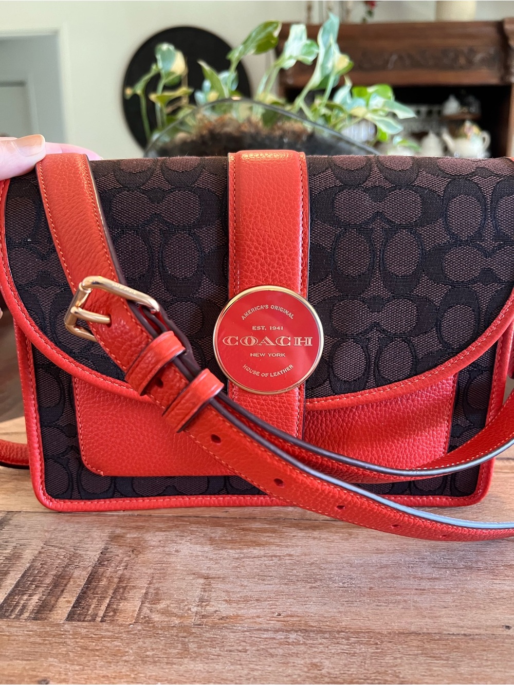 Coach Lonnie Crossbody in Signature Jacquard – Mango Orange